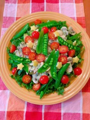 バジルドレッシングの野菜モリモリサラダの写真