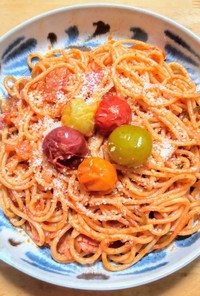 カラートマトでスパゲティナポリタン