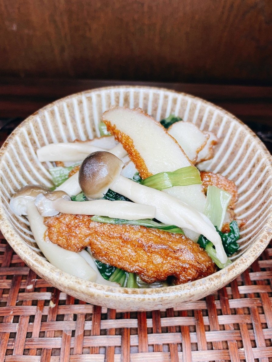 小松菜とさつま揚げとしめじの簡単炒め煮の画像
