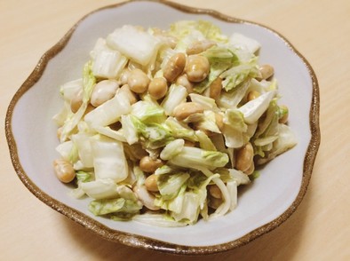 簡単おかず:大豆と白菜のサラダの写真