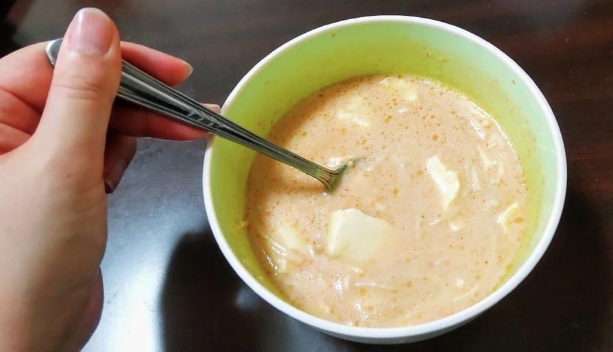 豆腐の豆乳キムチスープの画像