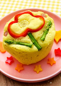 子供喜ぶ☆レンジ簡単　野菜のお花蒸しパン