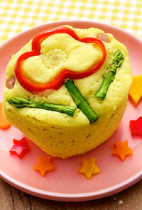 子供喜ぶ☆レンジ簡単　野菜のお花蒸しパン