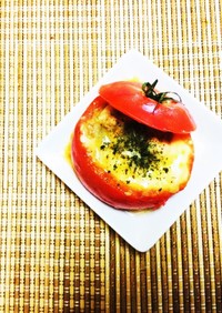 残り物麻婆豆腐で･･･トマトのチーズ焼き