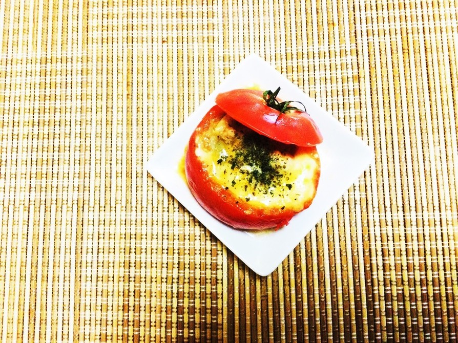 残り物麻婆豆腐で･･･トマトのチーズ焼きの画像