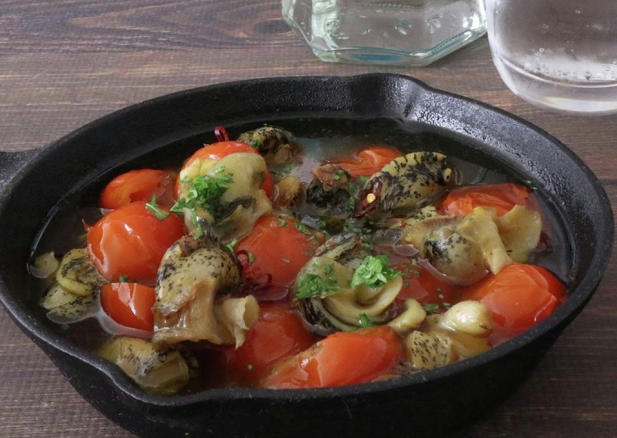 つぶ貝とトマトのアヒージョ･ペペロン炒めの画像