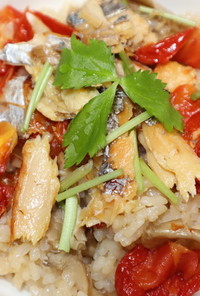太刀魚の干物と乾燥舞茸で炊き込みご飯