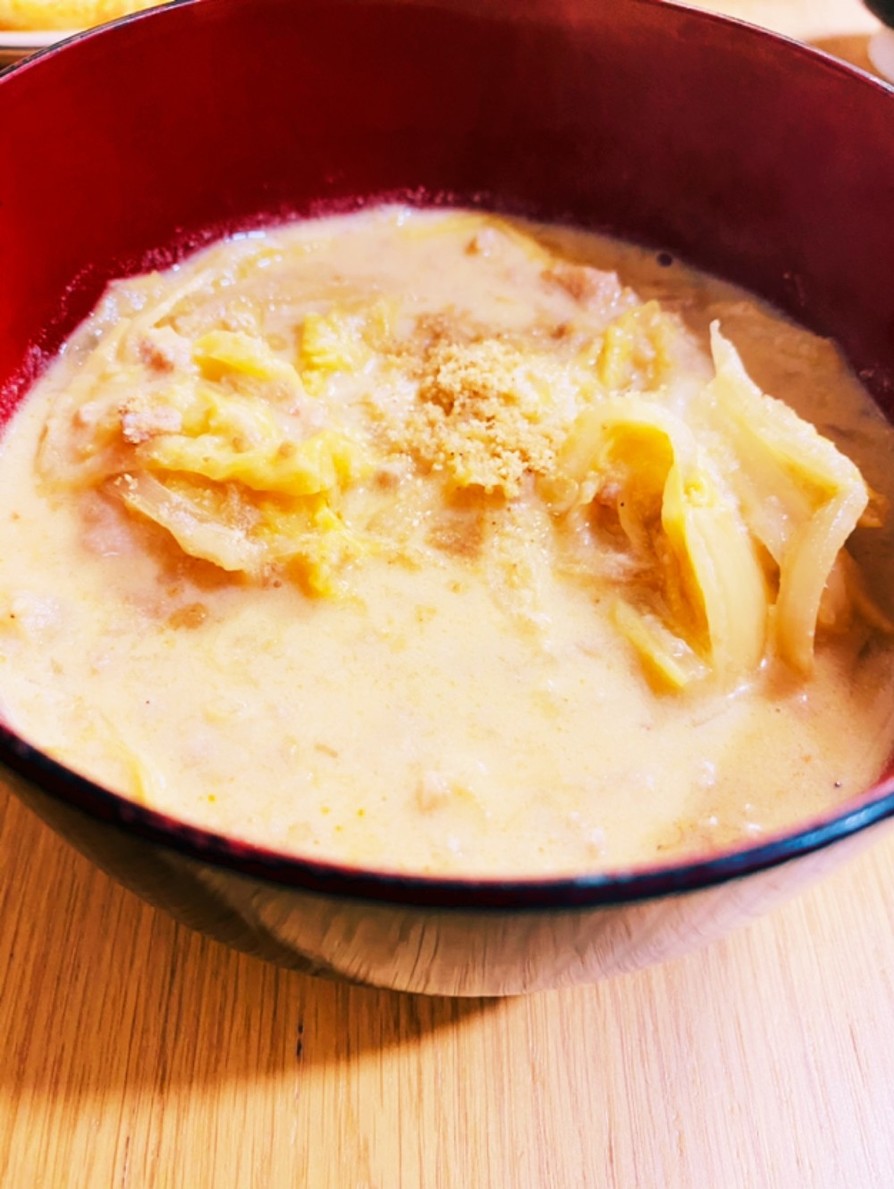 大豆ミートとナッツバターで豆乳担々スープの画像