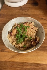 hario土鍋で作る玄米たこ飯