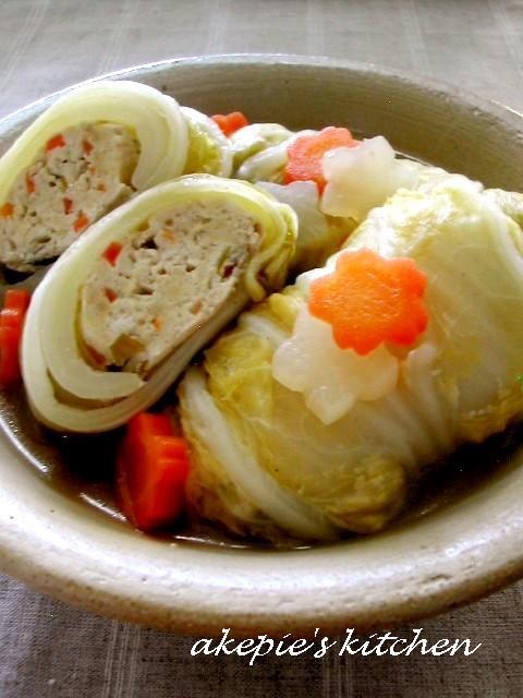 豆腐と鶏ミンチの白菜ロール♥中華風煮込みの画像