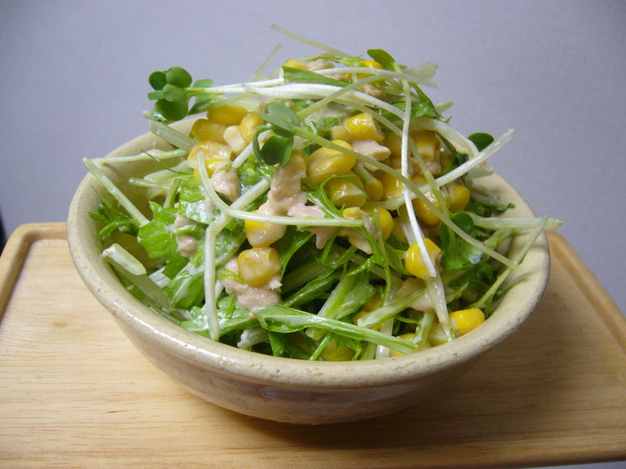 水菜とコーンのハニーサラダ。の画像