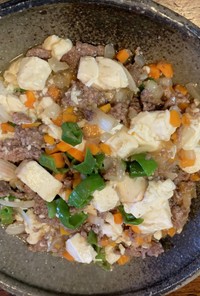 豆腐とひき肉の炒め煮