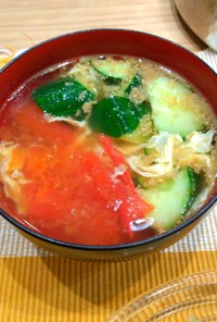 温かい★きゅうりとトマトのスープ