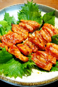豚バラ肉のグリル　梅酢トマトダレ