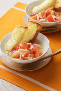 レンジで簡単！ごろごろトマトスープ