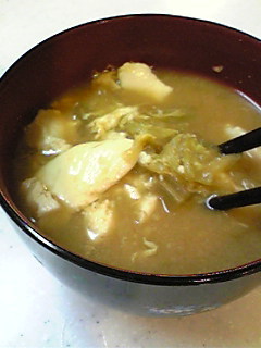 寒い日に～おぼろ豆腐のピリ辛味噌汁♡の画像
