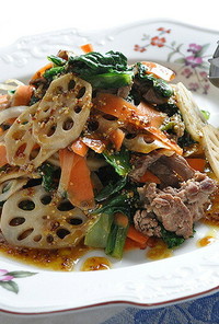 小松菜と牛肉の炒めサラダ