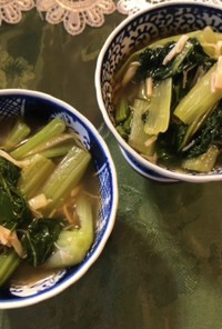 小松菜とホタテの中華煮（簡単レンジ調理）