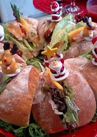 クリスマスパーティー仕様のサンドイッチ！