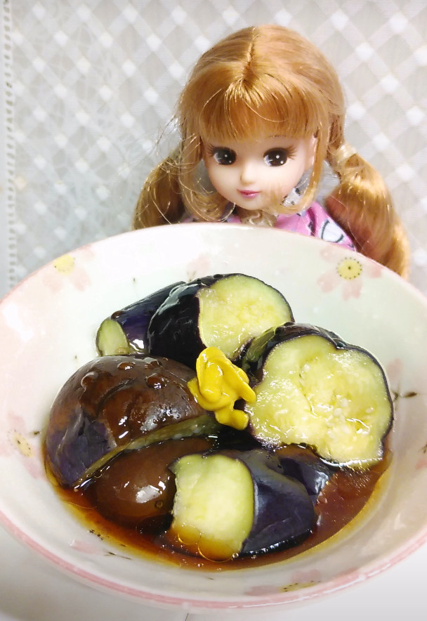 リカちゃん♡茄子の中華風びたし+からしの画像