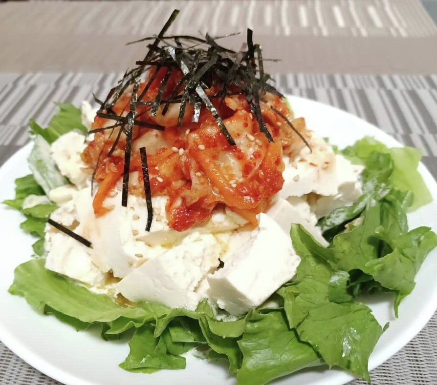 超簡単！豆腐とキムチのレタスサラダ！！の画像
