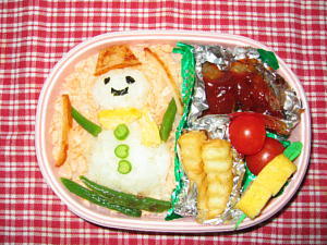 とび出す☆雪だるま弁当（キャラ弁）の画像