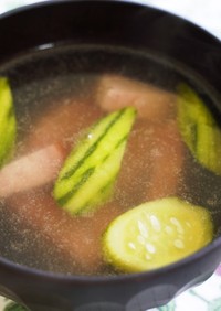焼豚と胡瓜の中華風スープ