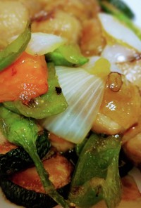 肉団子と揚げ野菜の中華炒め