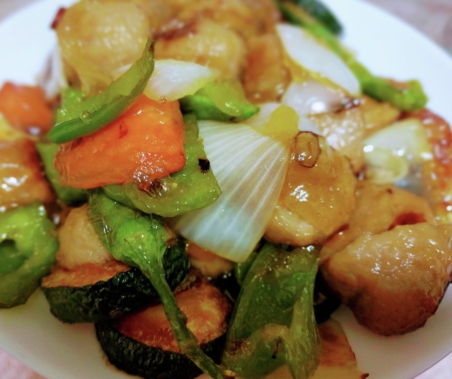 肉団子と揚げ野菜の中華炒めの画像