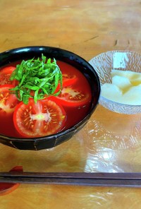 貝出汁のトマト蕎麦