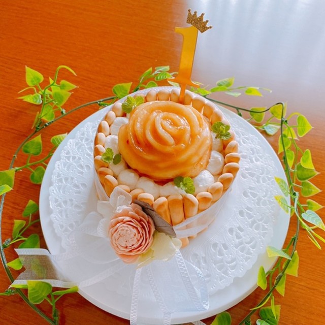 ☆1歳桃の花バースデーケーキ☆