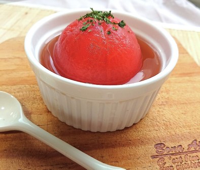 動画レシピトマト白だしめんつゆ冷製スープの写真