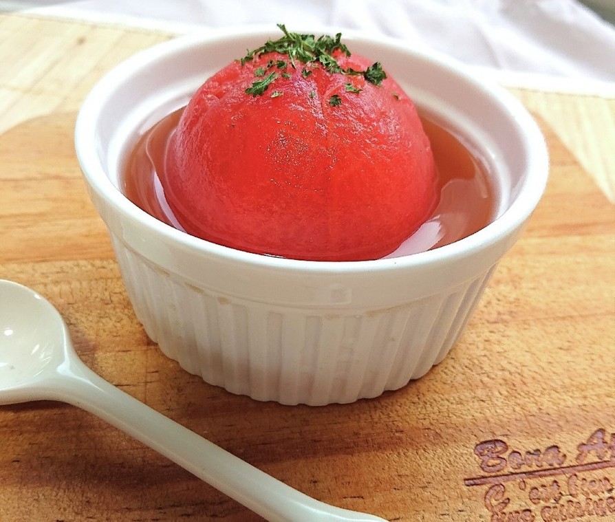 動画レシピトマト白だしめんつゆ冷製スープの画像