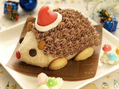 ハリネズミのクリスマスケーキの写真