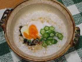 大満足!温泉卵のお粥
