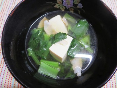 小松菜と豆腐の酢っきりスープの写真