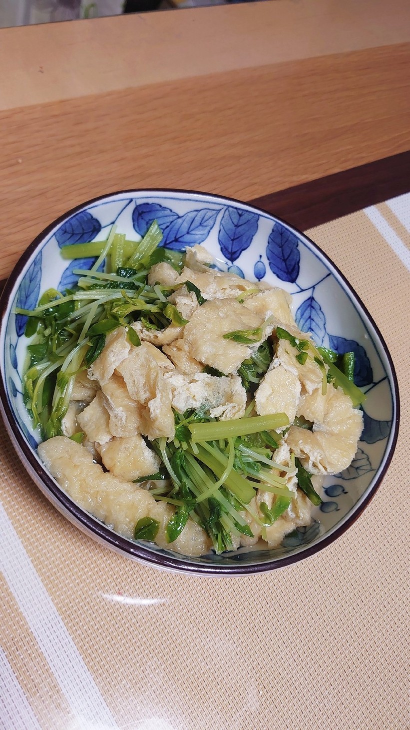 簡単☆小松菜と豆苗、油揚げの煮浸しの画像