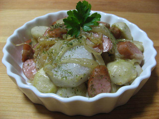❤里芋とウインナーのニンニク麺つゆ炒め❤の画像