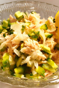 ツナと生ゴーヤと発酵玉葱のサラダ　