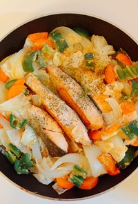 秋の味覚野菜たっぷり鮭のちゃんちゃん焼き