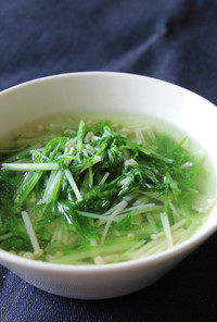 水菜とエノキのスープ