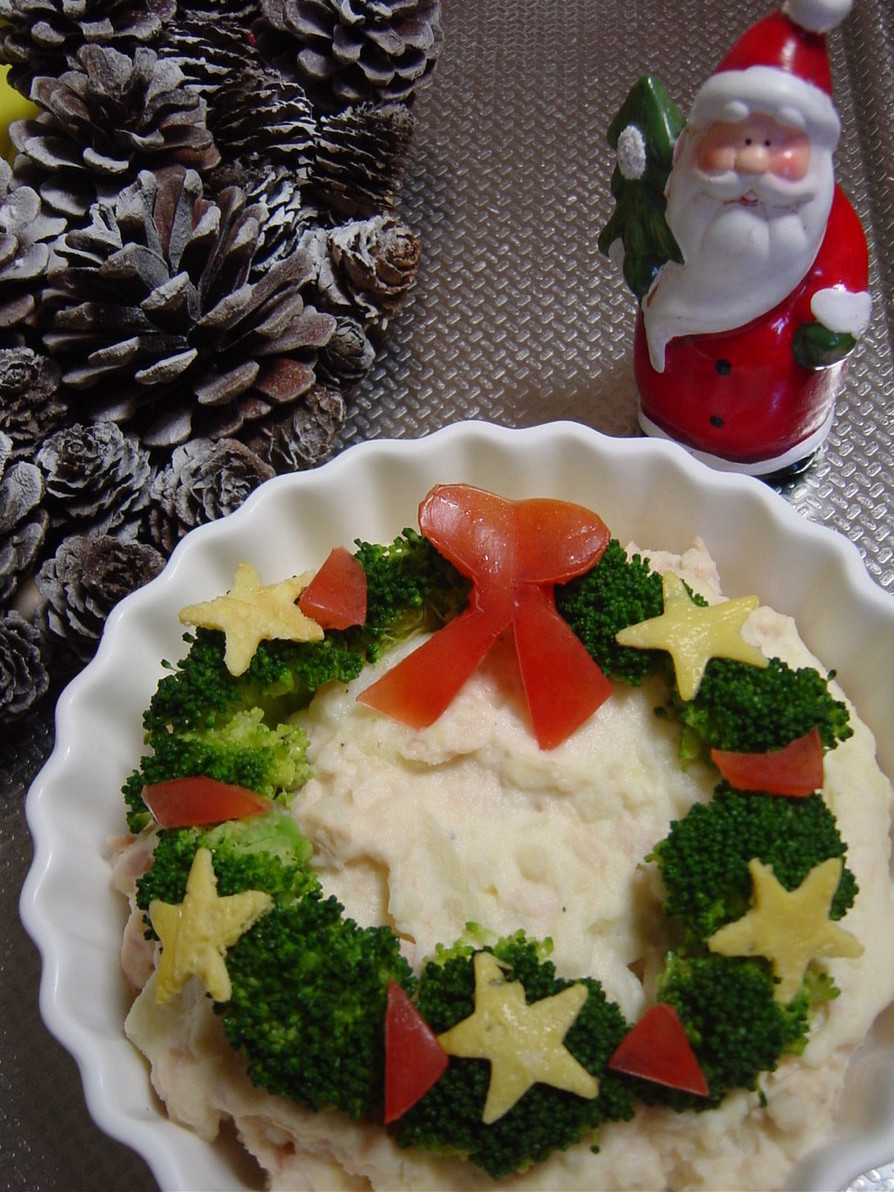 クリスマス☆ツナポテトサラダでリースの画像