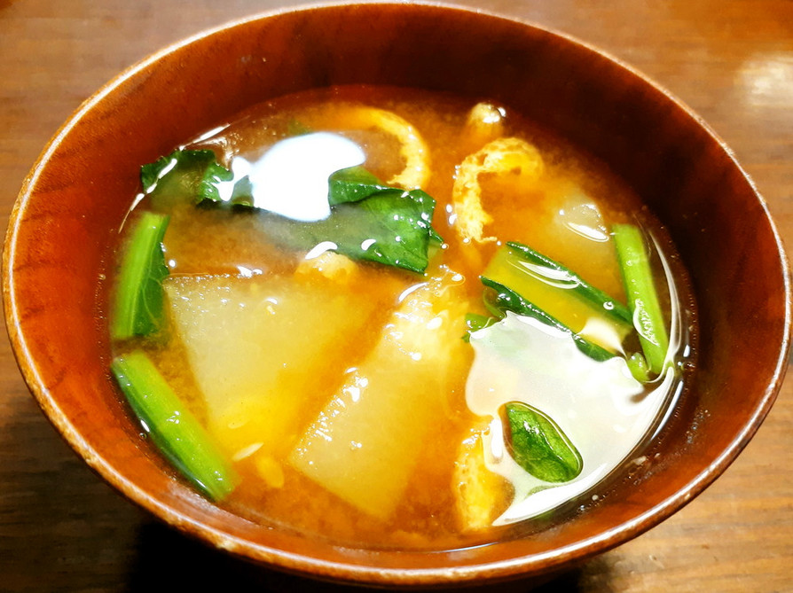 冬瓜、小松菜、薄揚げのお味噌汁の画像