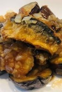 秋刀魚と茄子の黒酢南蛮煮