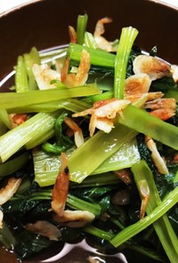 小松菜と桜えびの鶏がら含め煮