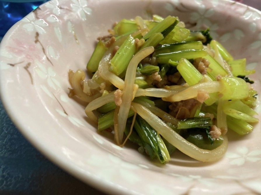 小松菜ともやしとひき肉炒めの画像