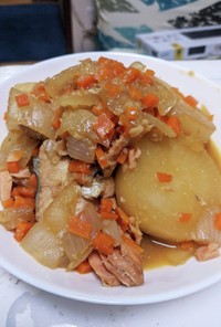 大根と鮭の煮物（QC、残り物レシピ）