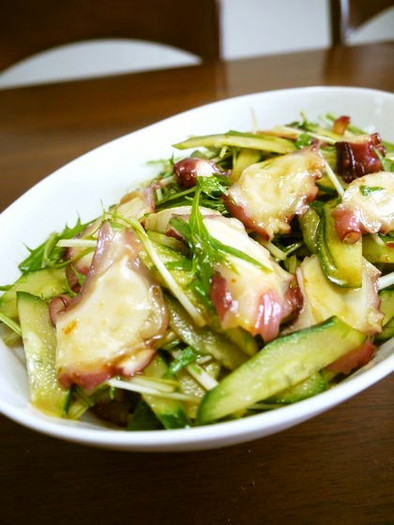 タコの水菜ときゅうりの中華サラダ♪の写真