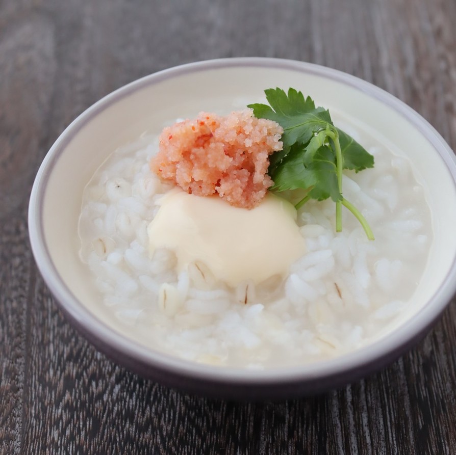 明太ゴルゴンゾーラのもち麦粥の画像