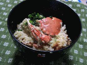 土鍋で蟹飯